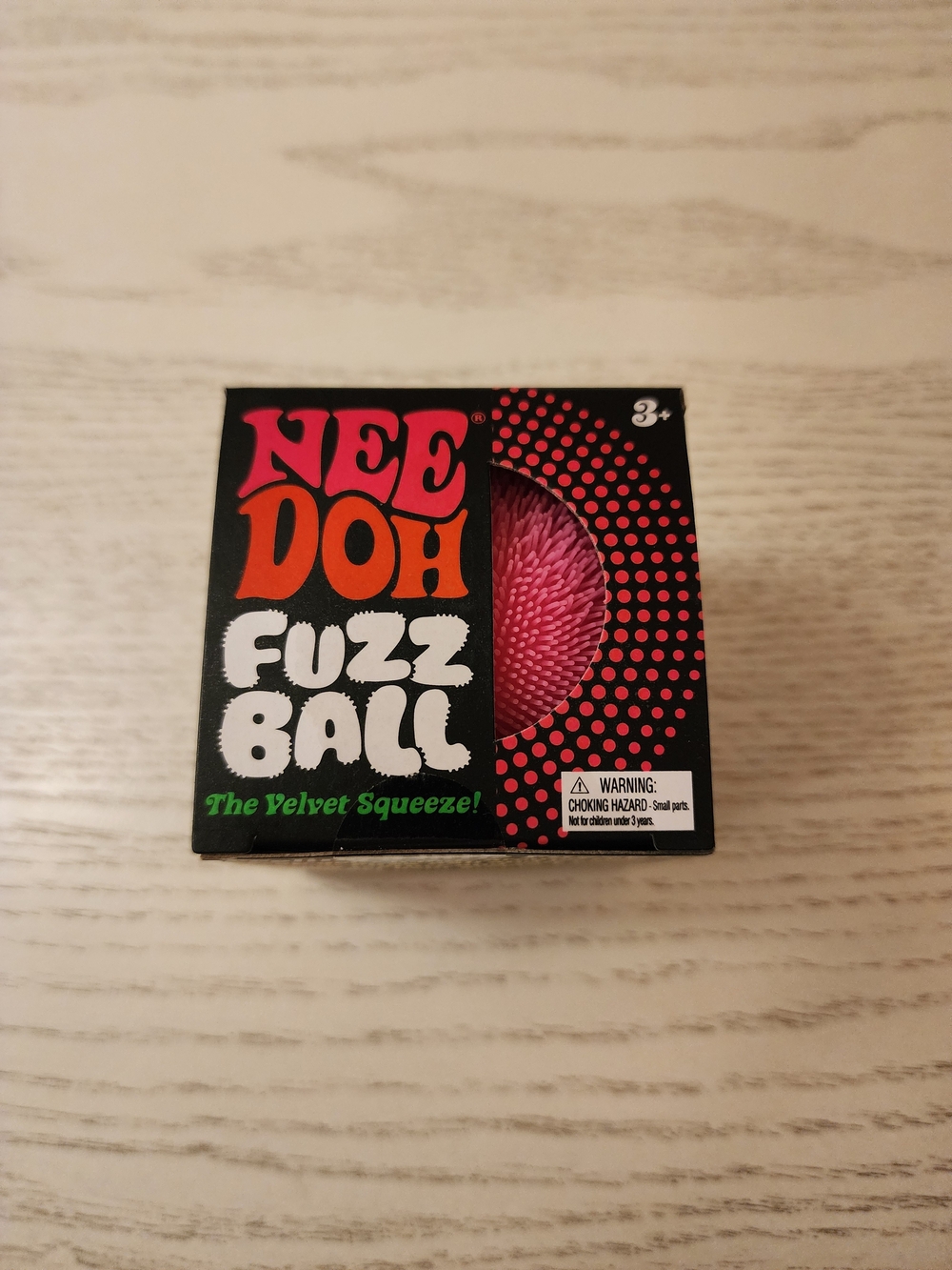 Authentic Needoh Fuzz Ball Pink Velvet Squeeze -